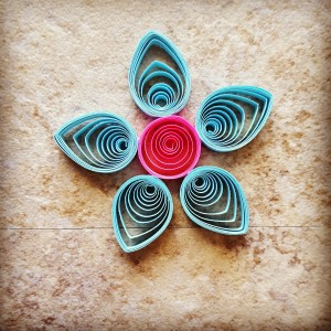 Pink and Blue Quilled Flower