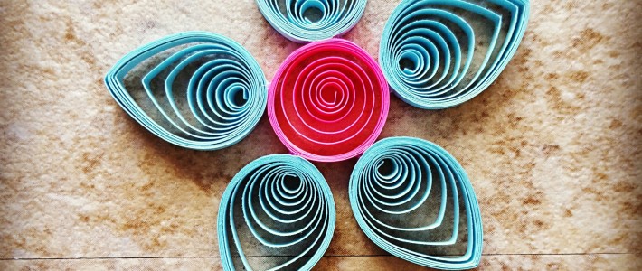 Pink and Blue Quilled Flower